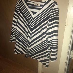 Chico’s black and white striped long sleeve shirt.